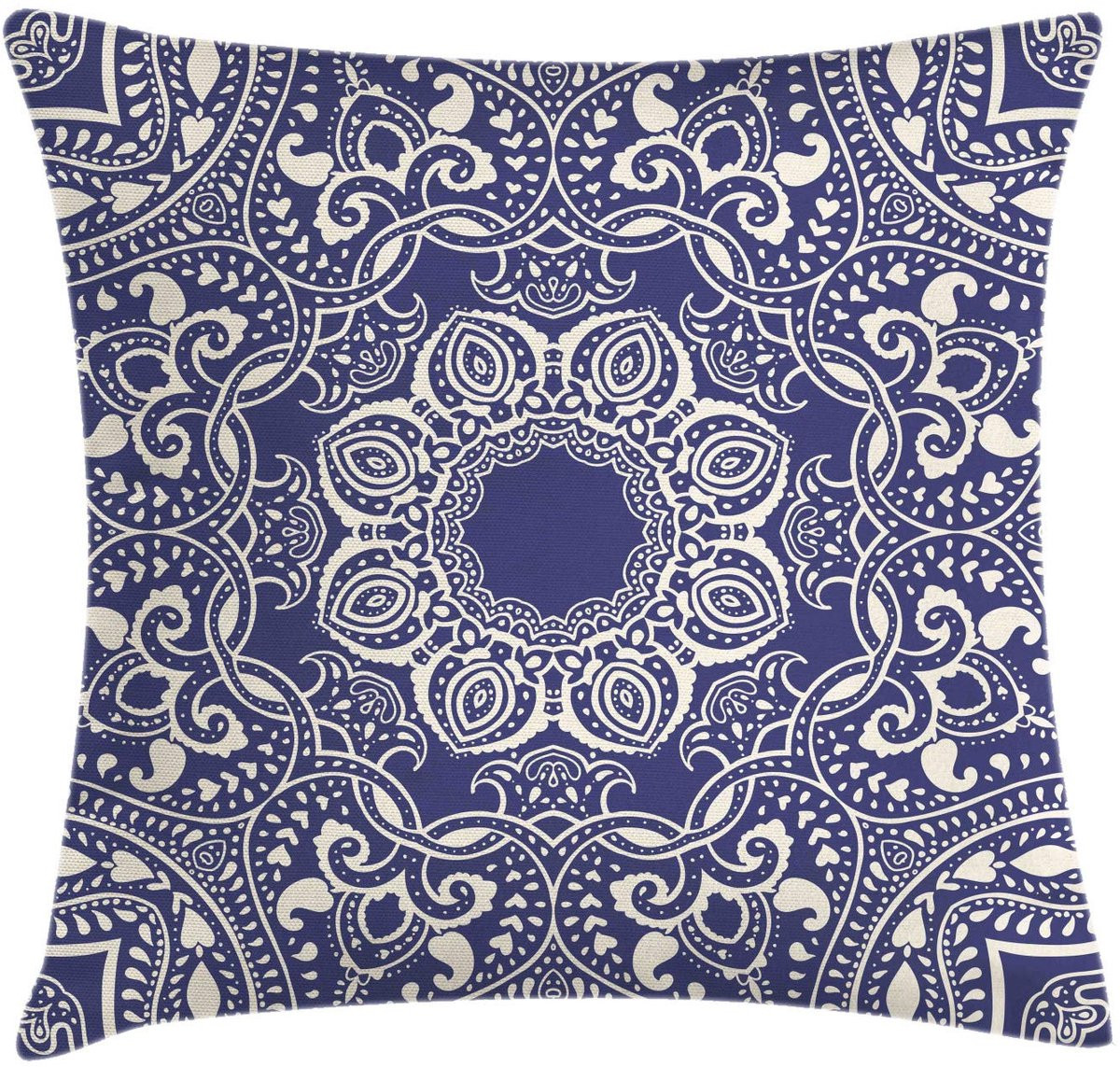 ABAKUHAUS Kussenhoes dubbelzijdig bedrukt Creme Blauw 60x60 cm