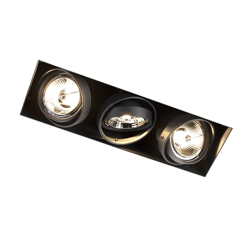 Qazqa Inbouwspot zwart GU10 LED dimbaar verstelbaar