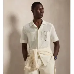 Polo Ralph Lauren für Herren. 710B18536002 Cremeweiß texturiertes Pointelle-Hemd (XXL), Lässig, Baumwolle, Langarm