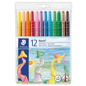 Staedtler Wachsmalstifte Noris Club Twister 221, für Kleinkinder, bruchsicher, wasserfest, 12 Stück