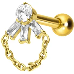 Titan Ohrpiercing mit Innengewinde LOTUSBLÜTE + KETTE