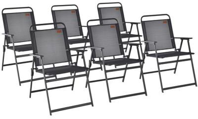 Costway Set of 2/4/6 Outdoor Folding Chairs with Breathable Seat-Set of 6