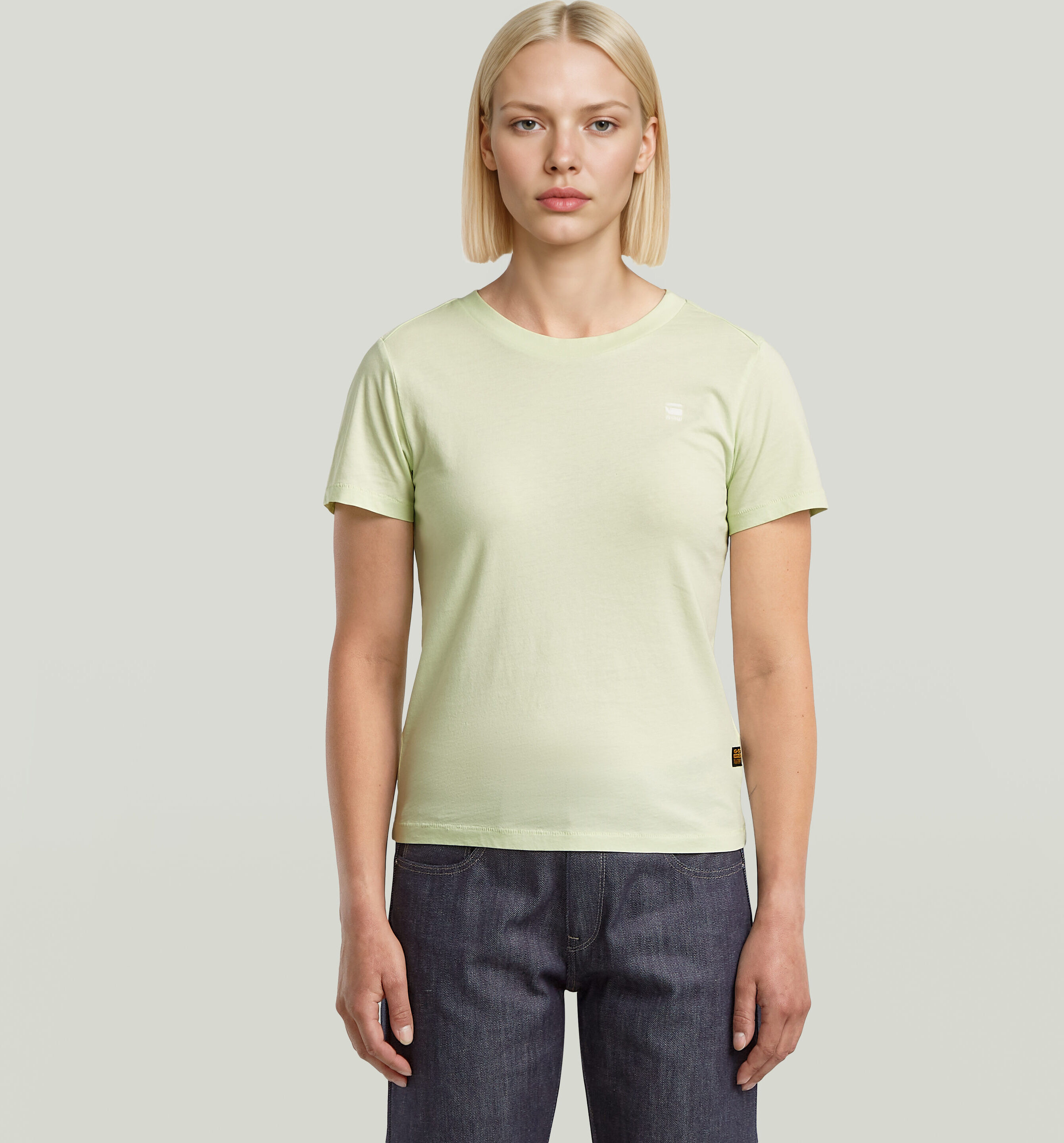 T-Shirt G-STAR "Nifous", Damen, Gr. XL (42), grün (bright pistache), Single Jersey, Obermaterial: 100% Baumwolle, unifarben, regular fit, Rundhals, Shirts T-Shirt, mit kleiner Logo-Stickerei bright pistache XL (42)