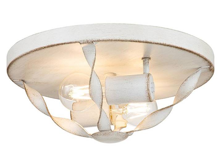 Plafonnier Industrial Nordica Bradbury en acier blanc vieilli\, 2 lampes E14