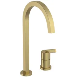 Ideal Standard Gusto Küchen-2-Loch-Armatur BD423A2 brushed gold, mit hohem eckigen Rohrauslauf