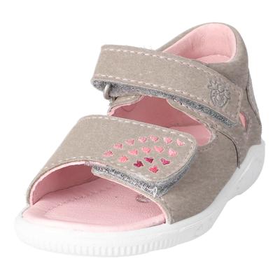 Sandale PEPINO BY RICOSTA "Tiana WMS: mittel", Mädchen, Gr. 24, Leder, beige (tundra, rosa), Leder, Lederimitat, bestickt, Schuhe Sandale, Babyschuh, Sandale mit Stickerei, Größenschabole zum Download
