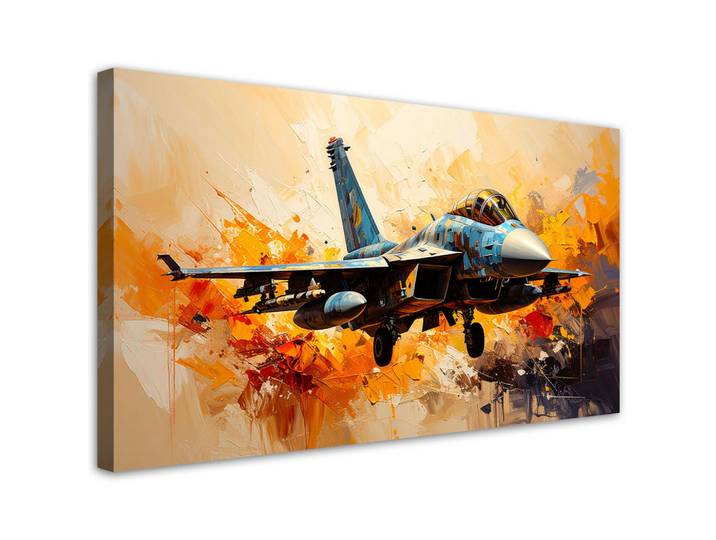 Feeby Leinwandbild F16 Flugzeug im Flug 80x40cm, Beige, Fahrzeuge, Rechteckig, 80x40 cm, Bilder & Rahmen, Bilder, Leinwandbilder