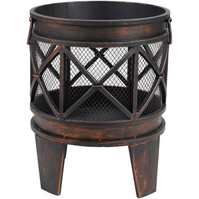 Feuerstelle TEPRO "Gracewood", schwarz (schwarz, bronzefarben), B:42cm H:53cm L:42cm, Stahl, Feuerkörbe, BxLxH: 42x42x53 cm