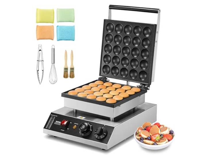 VEVOR Dorayaki Mini-pannenkoekenmachine, 25 stuks, diameter 43 mm, 1700 W, temperatuurregeling voor commerciële keuken, feest, evenement