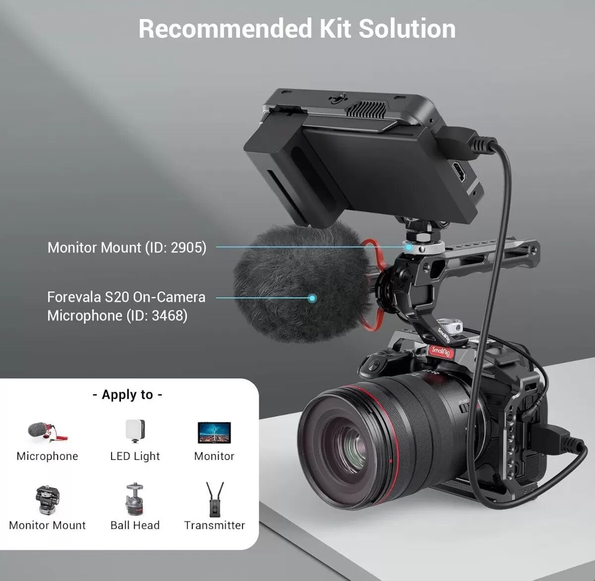 INF Poignée supérieure universelle pour cage caméra compatible with SmallRig et Tilta, broches ARRI et grip en silicone - Noir
