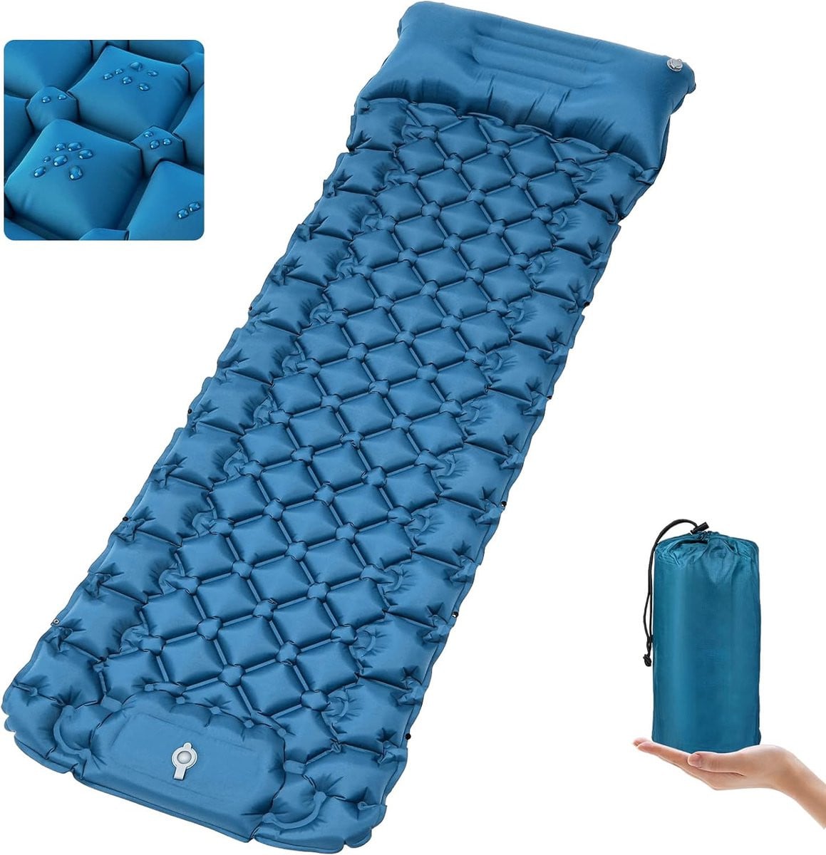 Isomat zelfopblazend verdikt luchtmatras met voetpomp en kussen voor camping en outdoor