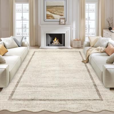 Garvee Scallop Solid Washable Area Rug