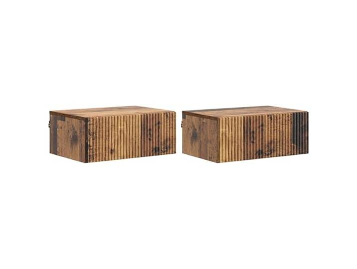 Tmriohed Wandmontierter Nachttisch 2er Set Altholz-Optik 49x34,5x20 cm Schwebende Nachttischkommoden im 2er Set schaffen wertvollen Bodenplatz im Schlafzimmer mit integriertem Stauraum.