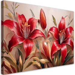 WANDBILD rote lilien blumen pflanzen