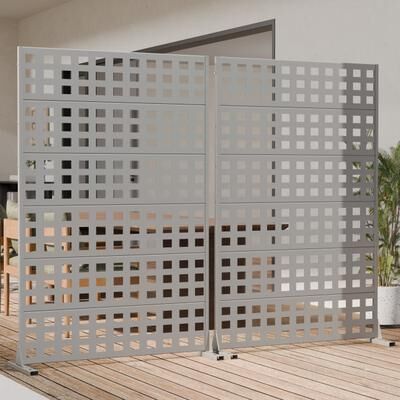 Lirago 2Pcs Outdoor Freestanding Metal Privacy Screen Decorative Partition Panel for Patio Garden Balcony