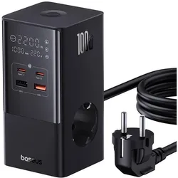Baseus Nástěnná nabíječka / napájecí pásek PowerCombo 100W (černý) (100 W, 6 Ports), USB Ladegerät, Schwarz