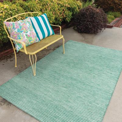 Alora Decor Vista Green and Aqua Stripe Hand-tufted Rug
