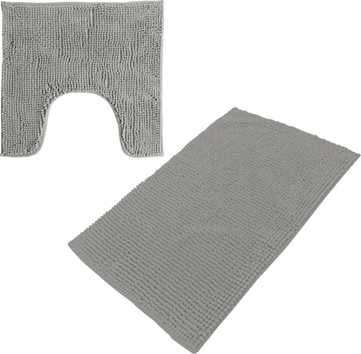 Urban Living badkamer droogloop matjes set van 2 stuks, polyester, steengrijs