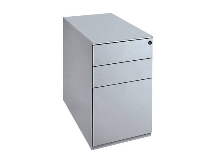 Caisson métal hauteur bureau Universal 3 tiroirs - P. 80 cm - Aluminium