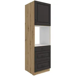 Küchen Backofen Hochschrank 60 Stilo Grau Küchenzeile Küchenblock + Schubladen