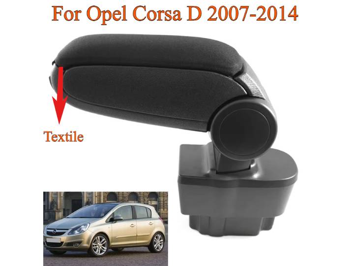 Accoudoir de console centrale pour Opel Corsa D, textile noir, ajustement d'origine, accessoires d'intérieur de voiture, pièces de rechange, 2007-2014