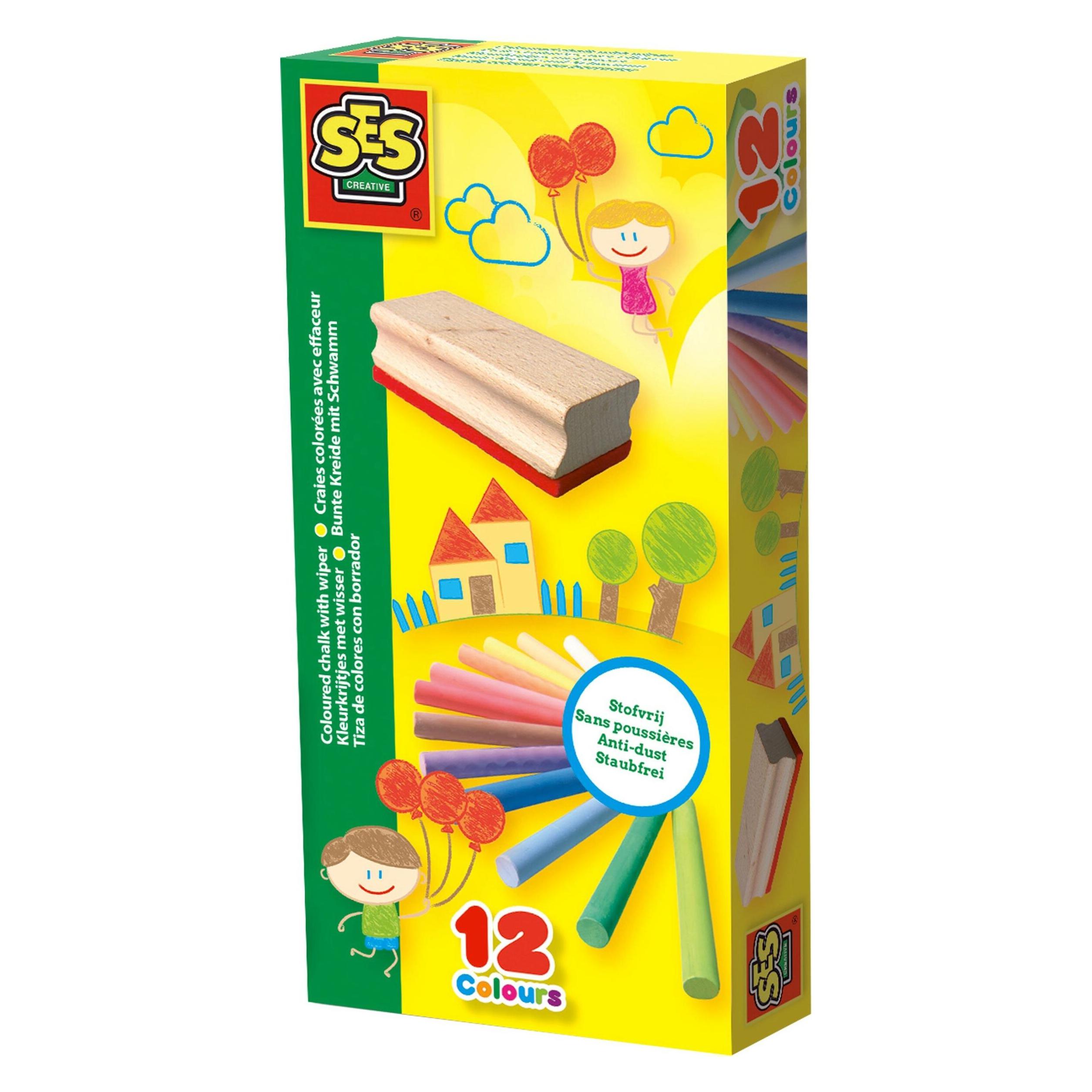 Ses Bunte Kreide Mit Schwamm (12x) (00208)
