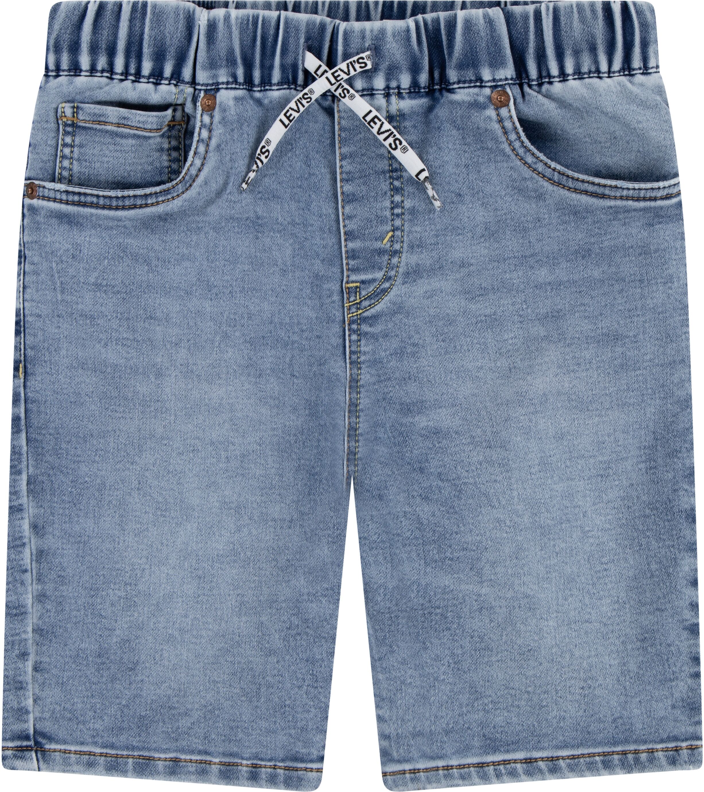 Jeansbermudas LEVI'S KIDS "LVB SKINNY FIT DOBBY SHORT", Jungen, Gr. 14 (164), N-Gr, blau (gravy train), Denim/Jeans, Obermaterial: 68% Baumwolle, 31% Polyester, 1% Elasthan, skinny fit, Jeans Jeansbermudas, for BOYS gravy train 14 (164), N-Gr