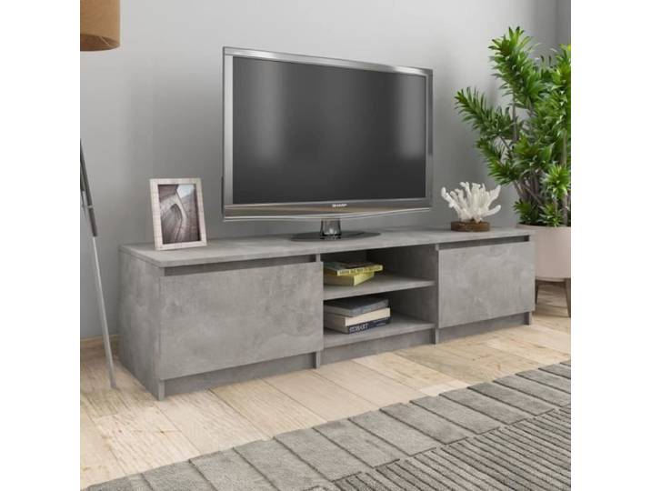 Meuble TV - Banc TV Meuble de salon- moderne Gris béton 140x40x35 5 cm Aggloméré