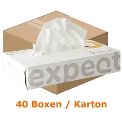 Kosmetiktücher soft 3-lagig hochweiß Zellstoff 40 Boxen samtweiche weiße Tücher, Blattformat: 20,5 x 19,5 cm