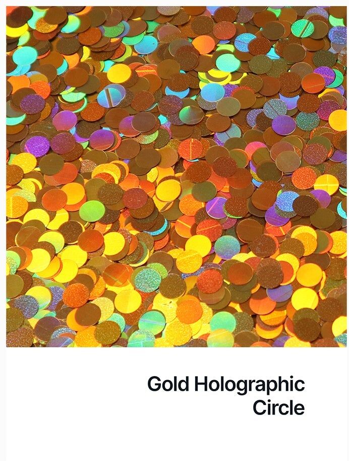 Hemway Shaped Ultra Sparkle Glitter   Circle   Cosmetic, Festival, Crafts - Gold Holographic - Shaped 50g
