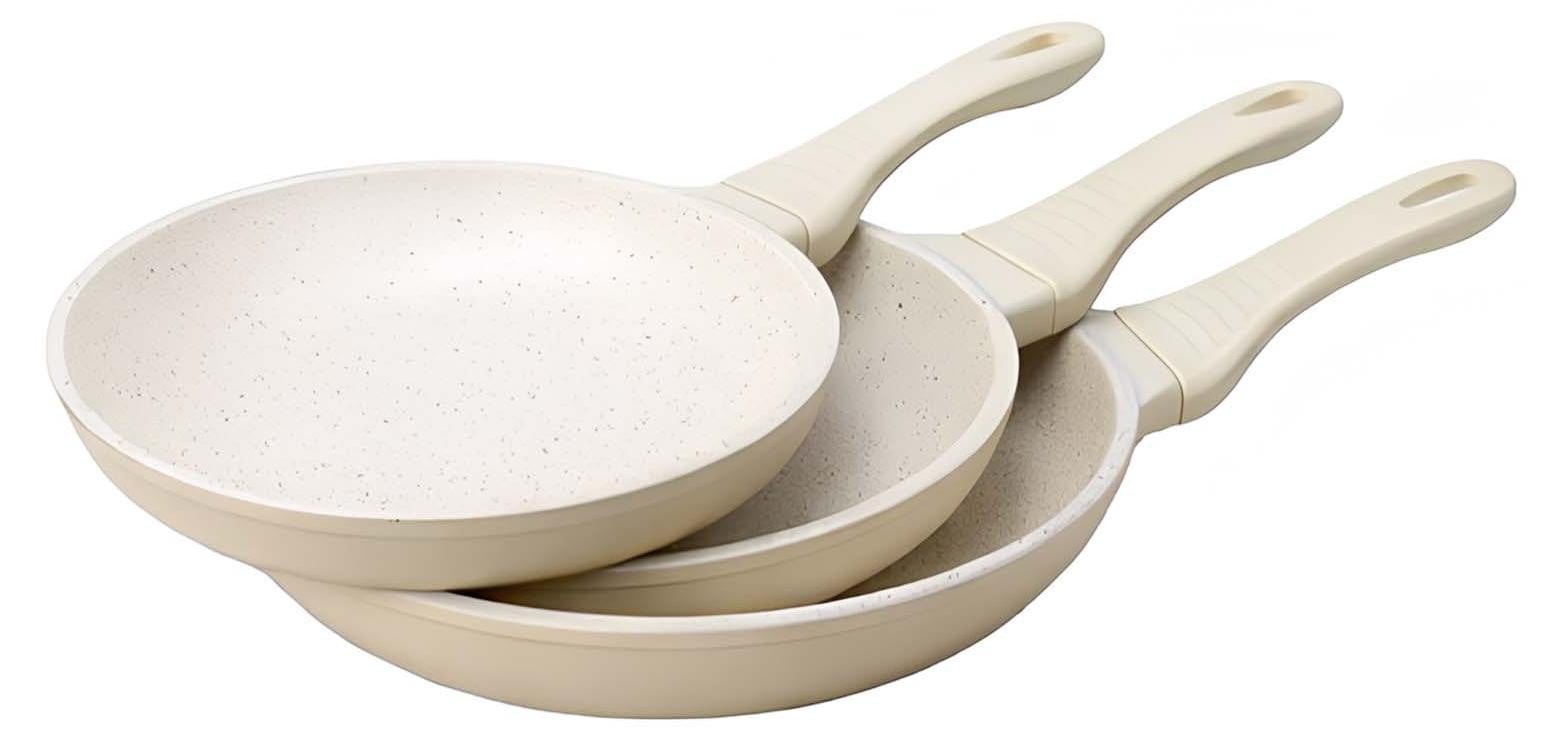 Signature panenset met antiaanbaklaag, 3 stuks, beige