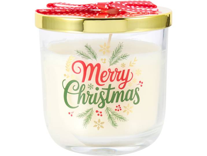 Kerze im Glas mit Merry Christmas