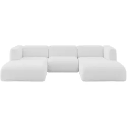 WOHNLANDSCHAFT MIRA-U1 317x179x70 Weiß Bouclé