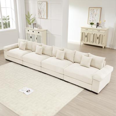 Oversized Corduroy Cloud Modular Sofa with Throw Pillows