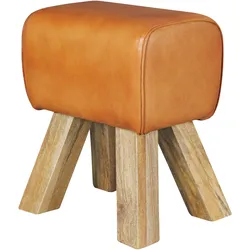 SITZHOCKER Retro Landhaus Holzbeine, Braun 40x30x47 cm