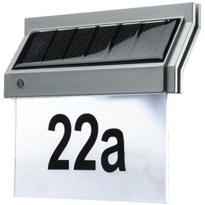 ChiliTec Hausnummernleuchte silber, mit Solar, Stahl, Spritzwasserschutz IP44, LED, mit Dämmerungssensor