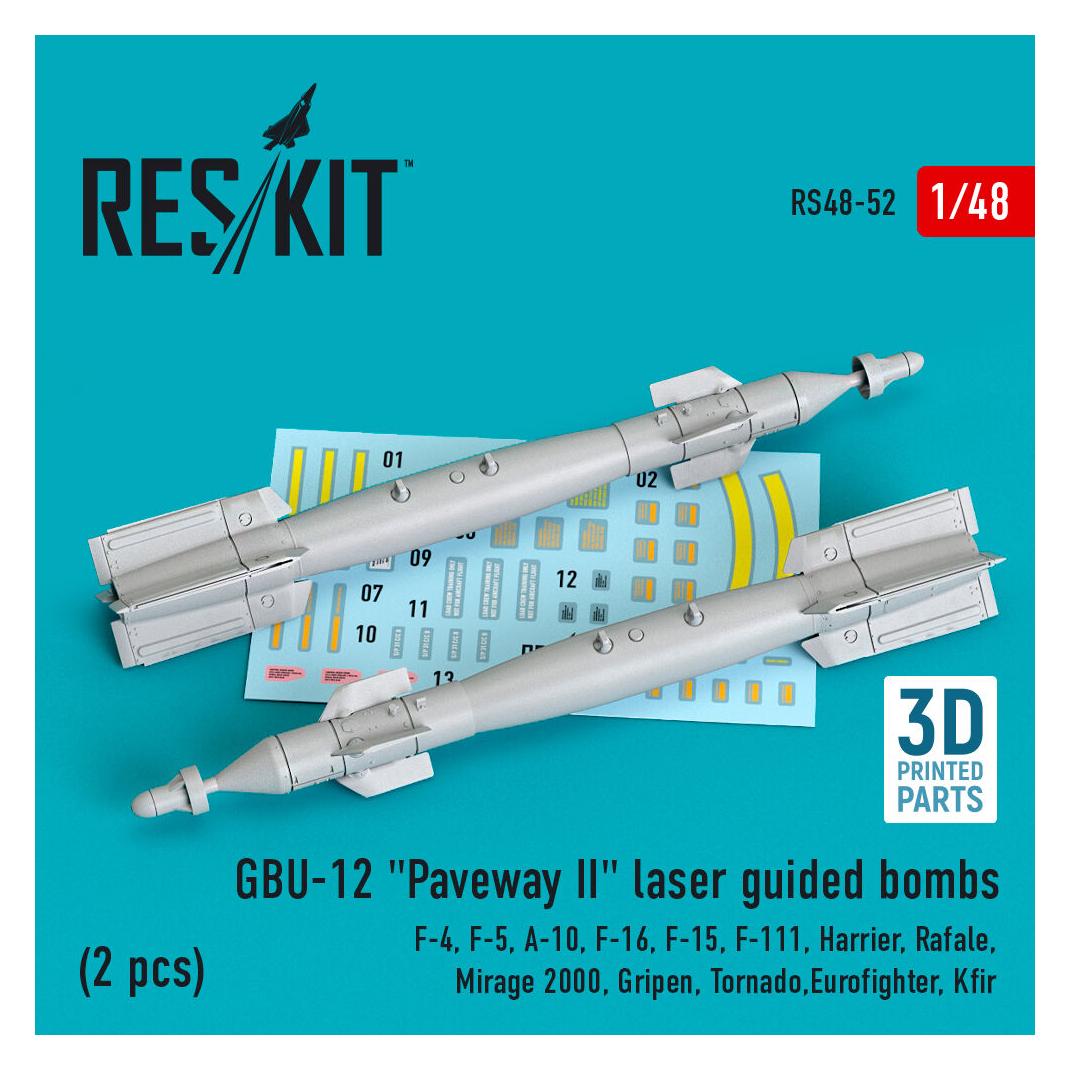 ResKit GBU-12 Paveway II laser guided bombs (2 pcs) (F-4, F-5, A-10, F-16, F-15, F-111, Harrier, Rafale, Mi (RS48-0052)
