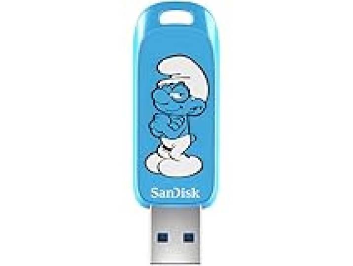 SanDisk Clé USB 64 Go Schtroumpfs édition Brainy Schtroumpf ? Jusqu'à 130 Mo/s, USB Type-A, pour consoles de jeu et ordinateurs ? SDCZIS-064G-G46