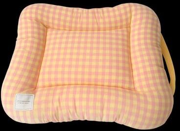 Uplift Essentials Cloud Soft Macaron Plaid Dog Cushion Breathable Anti Slip Pet Bed orange xs