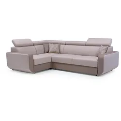ECKSOFA MIRA Beige Geflochtener Stoff mit Schlaffunktion
