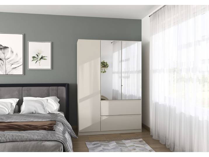 Armoire à portes battantes Costa 136cm Beige/Cachemire Premium
