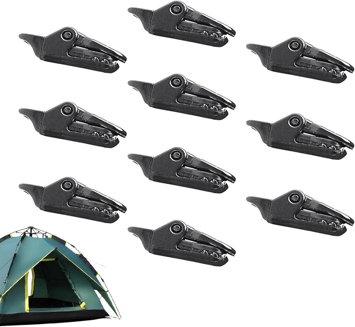 Zwarte Tarp Clips Tentklemmen voor Luifels met Dubbellaagse Klemkracht - 37mm