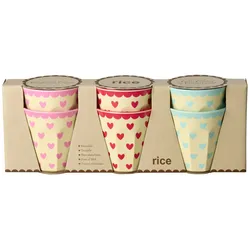 RICE Melamin Becher Favorite Hearts - Medium - 6er-Pack, 250 ml