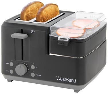West Bend Multifunctional Breakfast Station, 2-Slice Toaster with Egg Cooker and Meat Warmer
