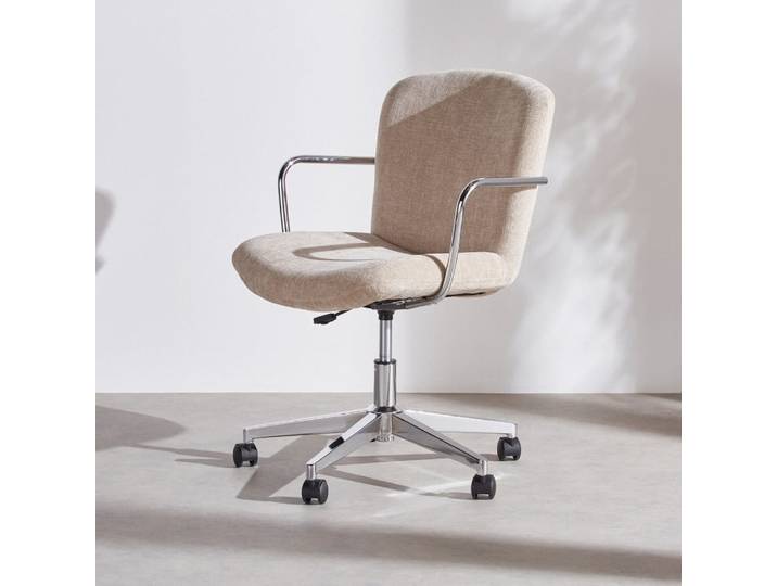 Chaise de bureau réglable à roulettes beige