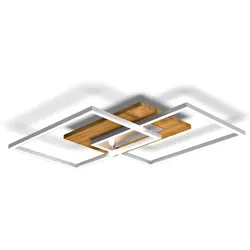 ELOBRA LED-Deckenleuchte Panama Holz 50,4 x 42 cm