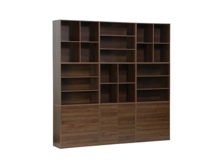 Kit étagère, bibliothèque décor bois noyer 9 éléments kit 2