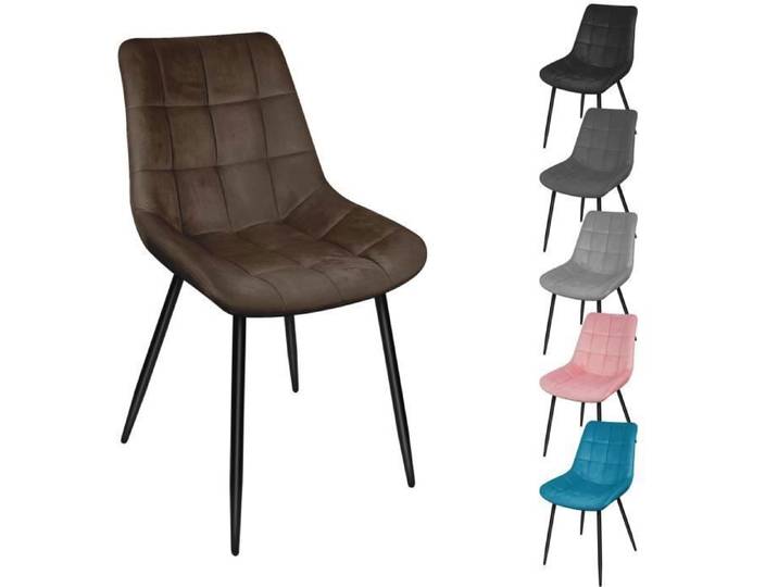 2 X Chaise de Salle à Manger Chaise Design Moderne Assise en Velours Bien Rembourrée Cadre en Métal Marron