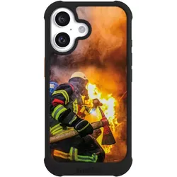 Nivocase Hülle für Apple iPhone 16 Stossfeste Handyhülle NIVOmax Case Schwarz Feuer Feuerwehr Lebensretter (Apple iPhone 16), Smartphone Hülle, Schwarz