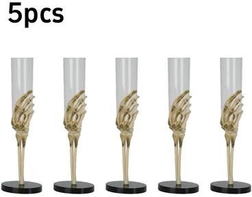 Inspire Select Skeleton Hand Champagne Flutes Halloween Plastic Champagne Glasses For Spooky Party Tableware 5 Pcs